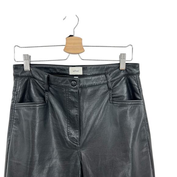 Aritzia Wilfred Beatrix Pants Flared High Waist Faux‎ Leather Black Size 10 - Picture 3 of 14